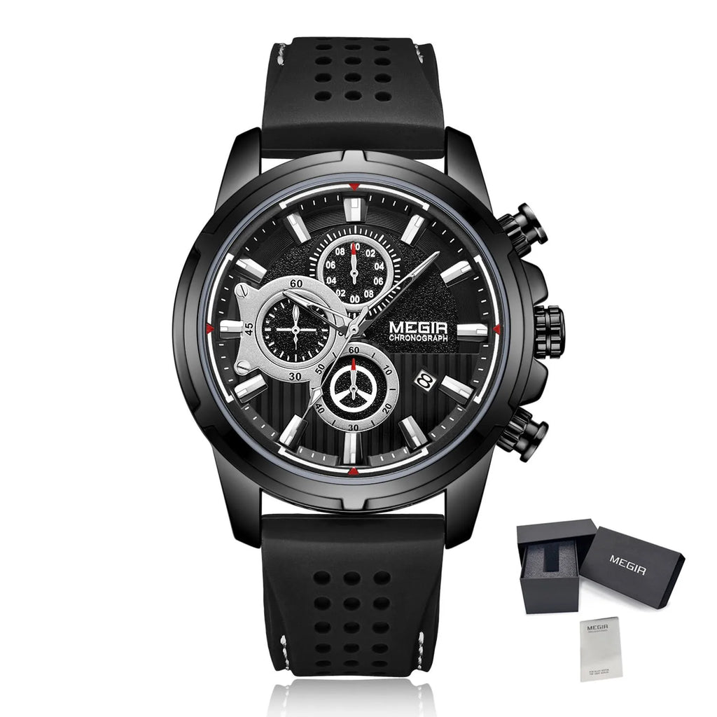Men’s Quartz Chronograph 5090 Watch with Silicone Strap and Water Resistance