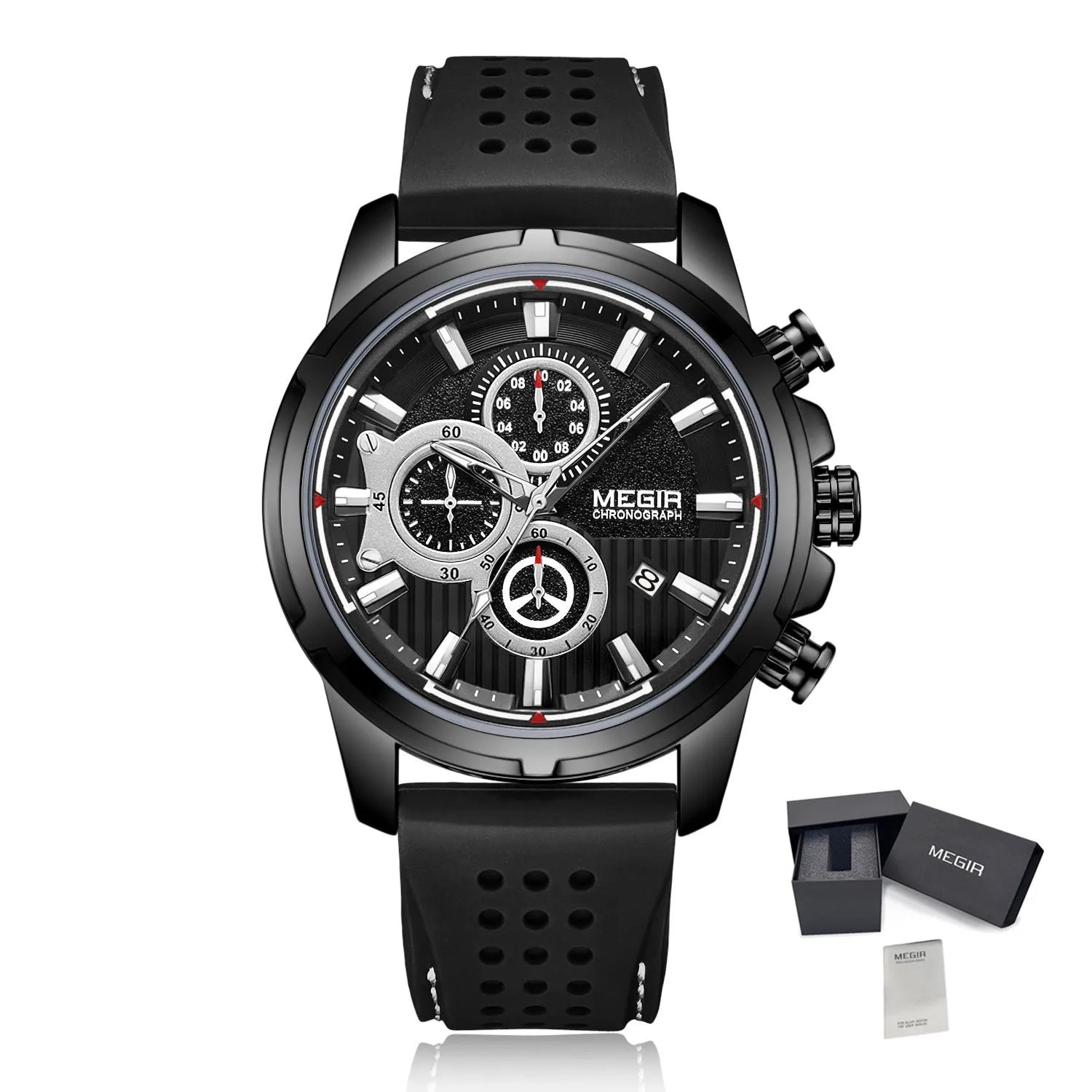 Men’s Quartz Chronograph 5090 Watch with Silicone Strap and Water Resistance