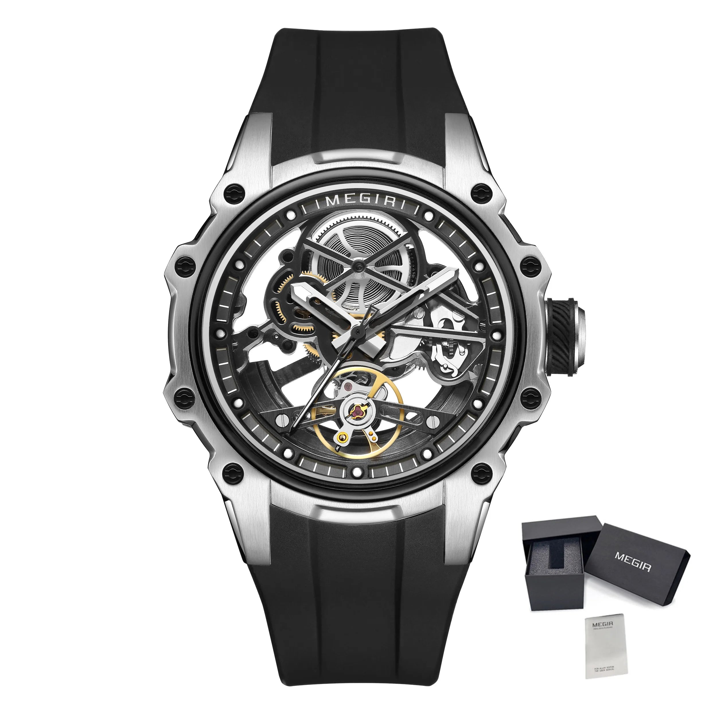 Luxury Men’s Automatic Mechanical Watch with Stainless Steel Skeleton Dial