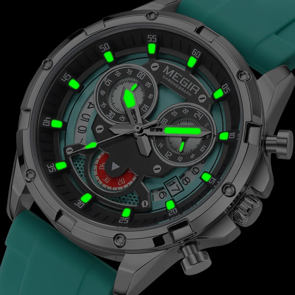 Megir AquaGlow – Men's Chronograph Watch in Silicone