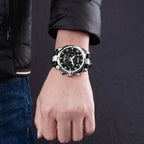 MEGIR Men’s Wrist 2076 Watch – Chronograph with Leather Strap