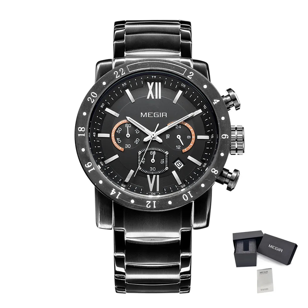 MEGIR Men’s Luxury Watch – Stainless Steel Chronograph with Water Resistance