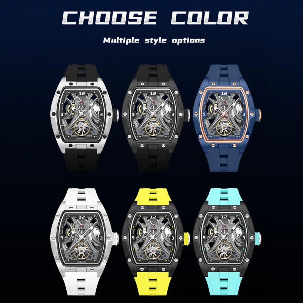 Megir Automatic Sport Steel Watch – Skeleton Dial – 3 ATM Water Resistance