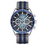 MEGIR Sport Watch for Men Chronograph Quartz Wristwatch with Honeycomb Texture Dial Canvas Band Date Decorative Tachymeter Bezel