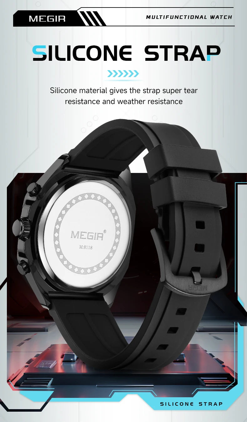 Men’s Military 8138 Watch – Chronograph with Silicone Strap