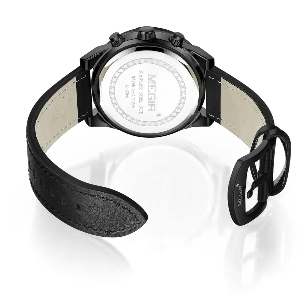 MEGIR Men’s Watch – Waterproof Sport Chronograph with Leather Strap