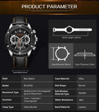 Men’s Sport 6586 Watch – Chronograph with Leather Strap