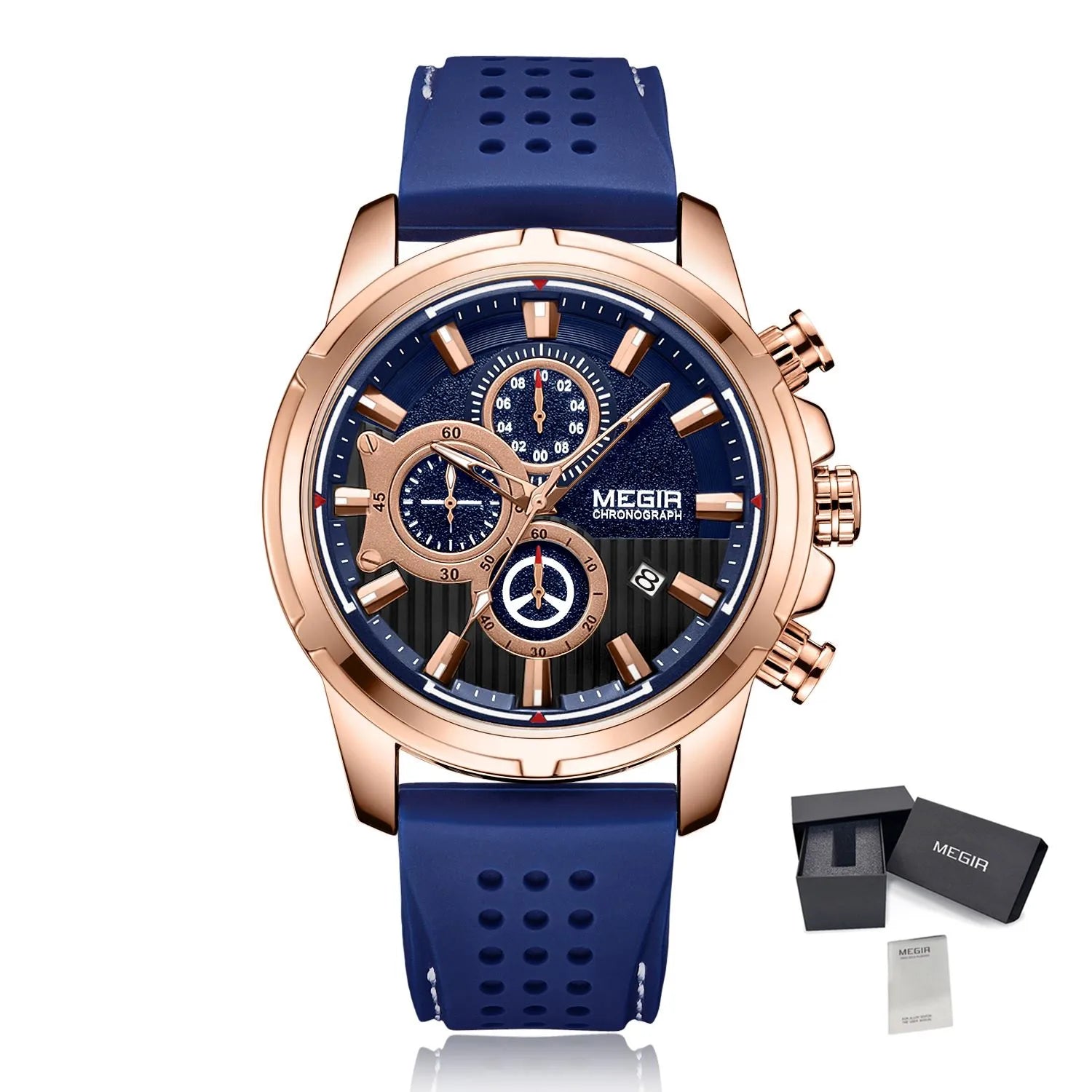 Men’s Quartz Chronograph 5090 Watch with Silicone Strap and Water Resistance