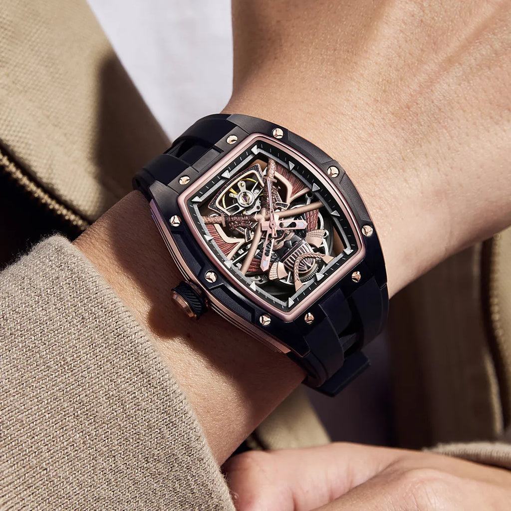 Relógio AutoSkeleton Edge para Homem – Movimento Mecânico e Design Aberto