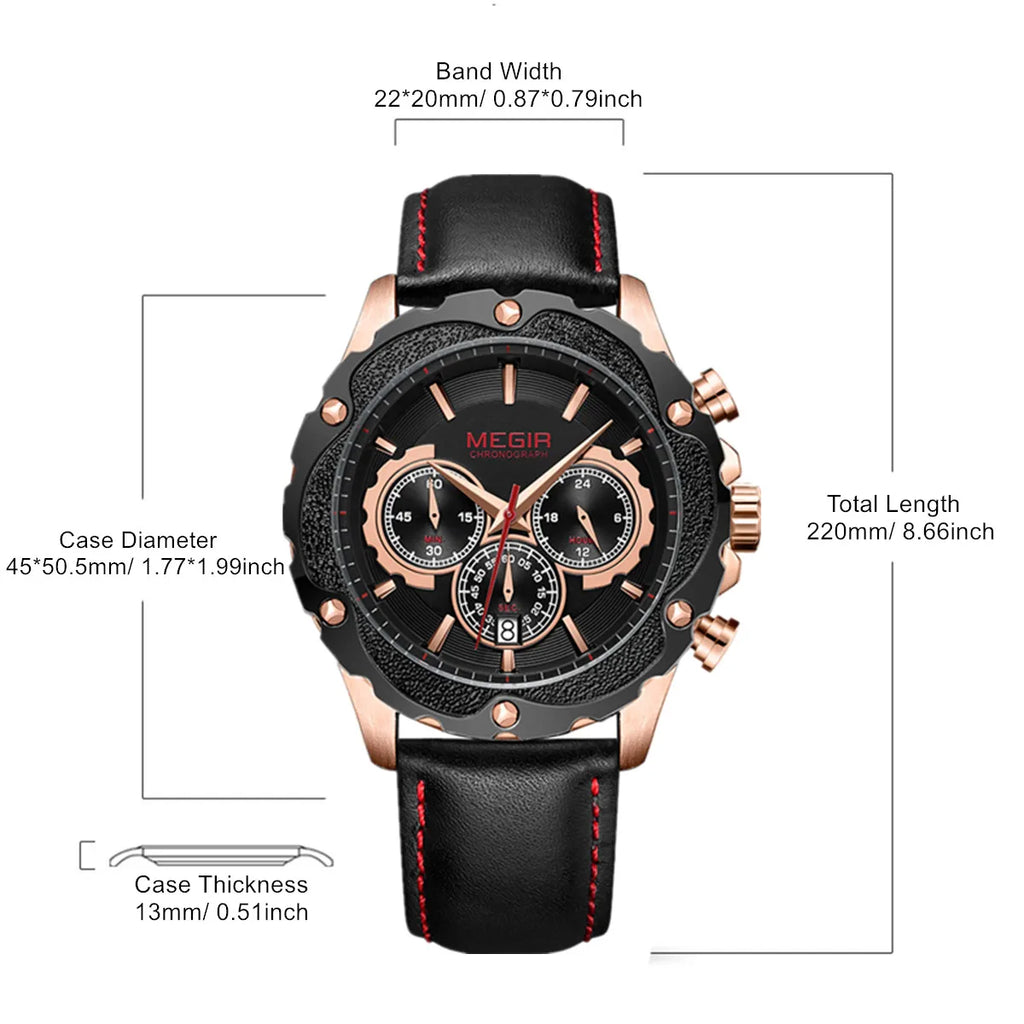 Men’s Sport 6586 Watch – Chronograph with Leather Strap