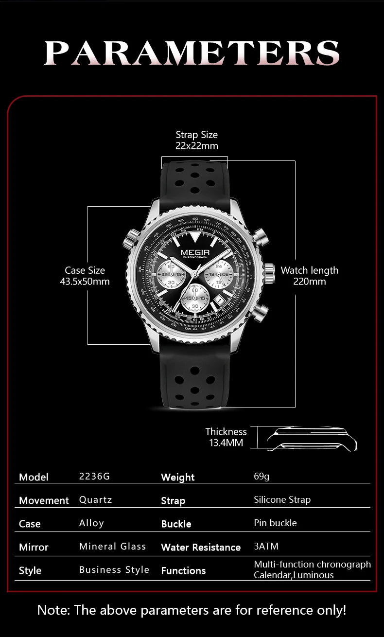 MEGIR – Men’s Military 2276 Watch with Silicone Strap and Chronograph