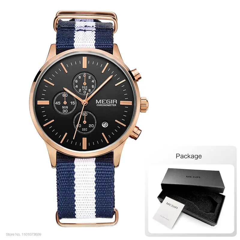 MEGIR Herren-Armbanduhr im Militär- und Freizeitstil mit Chronograph und Wasserdichtigkeit