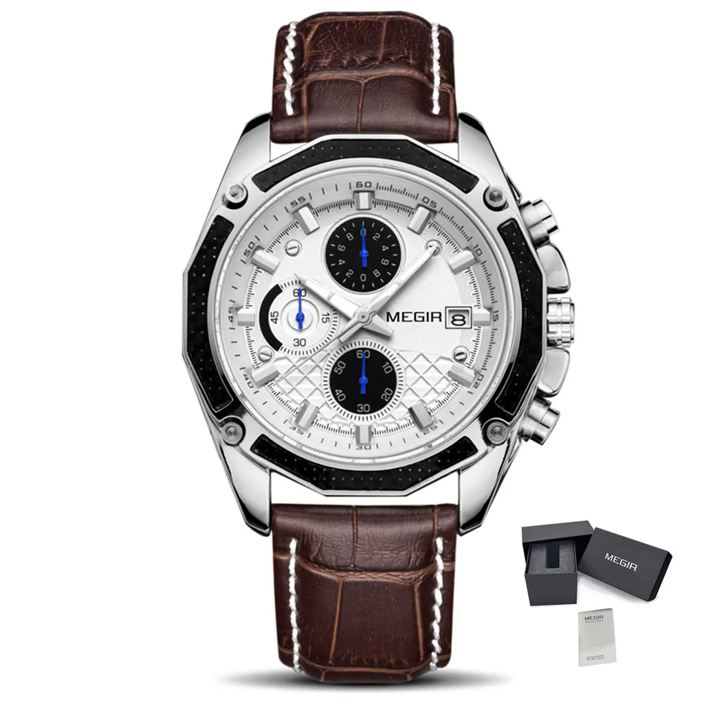 Megir SportLeather Chrono – Men's Waterproof Watch