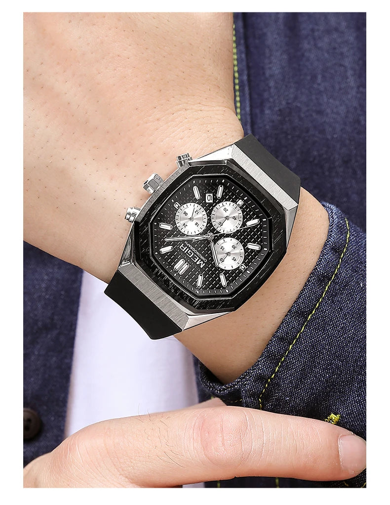 MEGIR 2215 Men’s Sport Watch with Chronograph, Silicone Strap & Analog-Digital Display