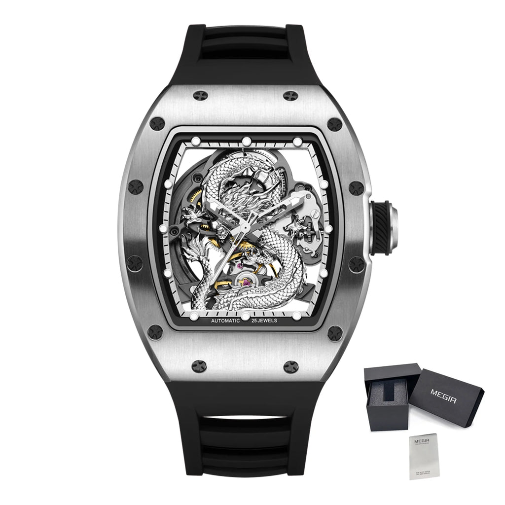 MEGIR Vision Automatic – Luxus-Herrenuhr mit skelettiertem Zifferblatt