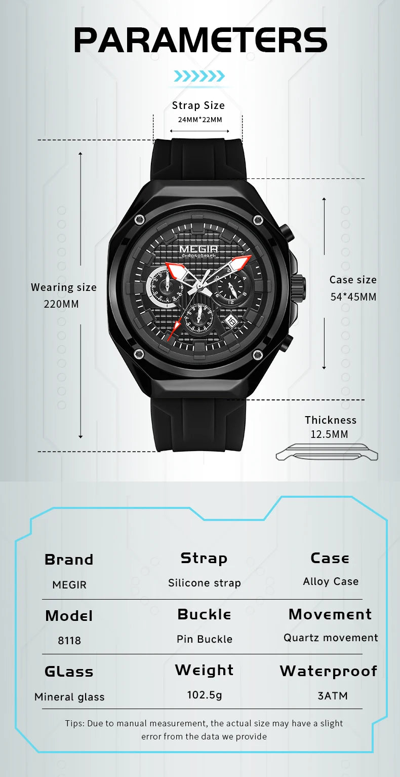 Men’s Military 8138 Watch – Chronograph with Silicone Strap