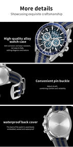 MEGIR Sport Watch for Men Chronograph Quartz Wristwatch with Honeycomb Texture Dial Canvas Band Date Decorative Tachymeter Bezel