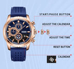 Men’s Quartz Chronograph 5090 Watch with Silicone Strap and Water Resistance