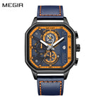 MEGIR Men’s Military Watch – Quartz Chronograph with Leather Strap