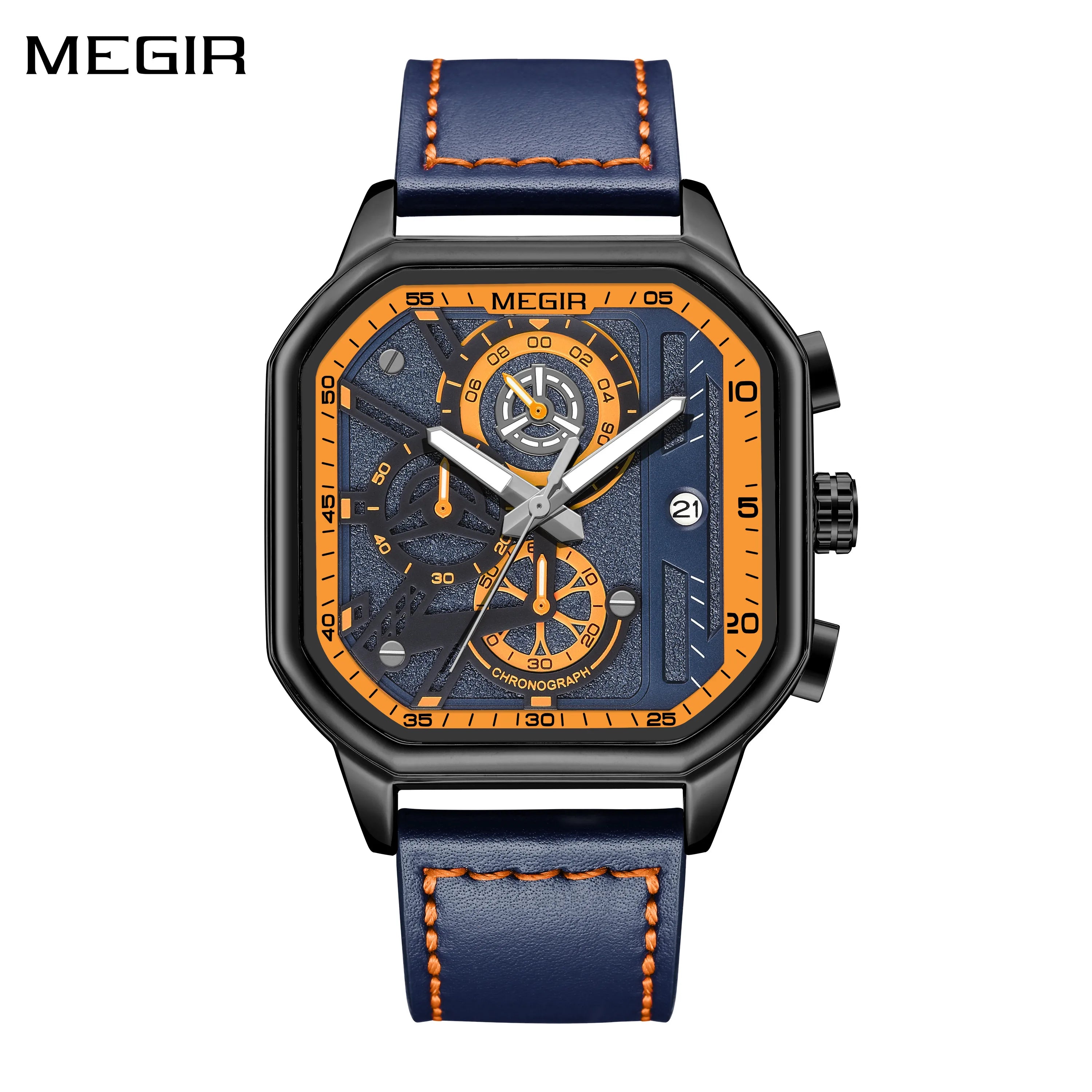 MEGIR Men’s Military Watch – Quartz Chronograph with Leather Strap