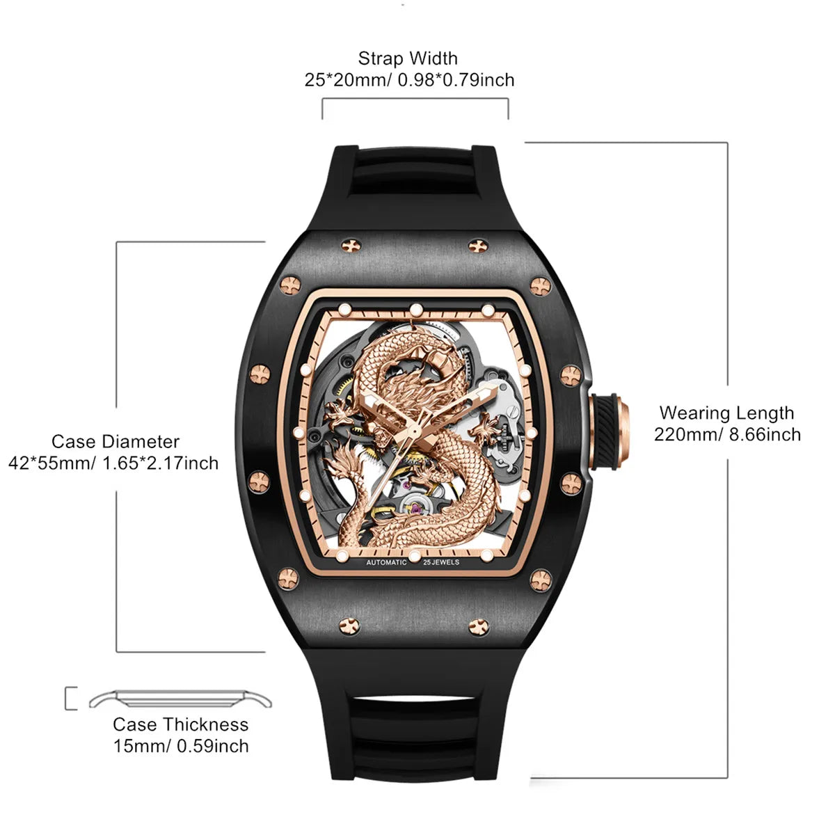 MEGIR Vision Automatic – Luxus-Herrenuhr mit skelettiertem Zifferblatt