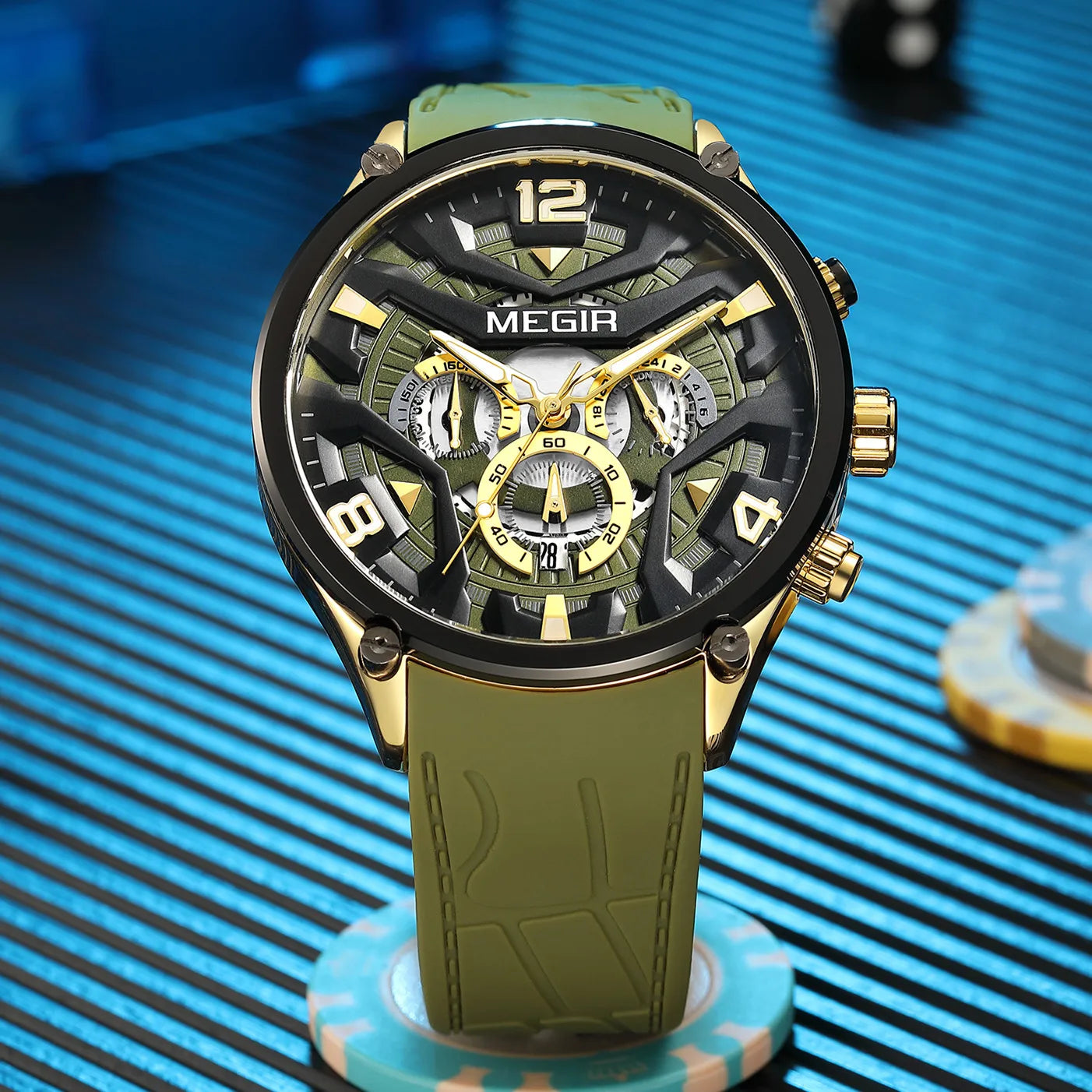 MEGIR – Men’s Military 2222 Quartz Watch with Chronograph and Silicone Strap