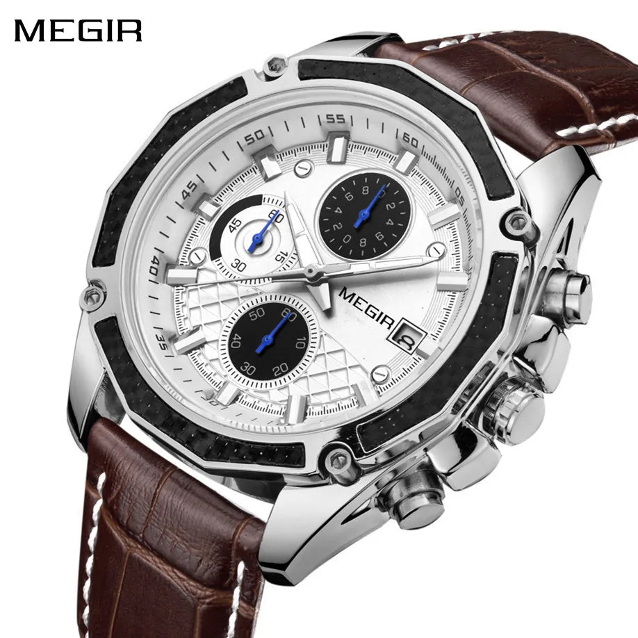 Megir SportLeather Chrono – Men's Waterproof Watch