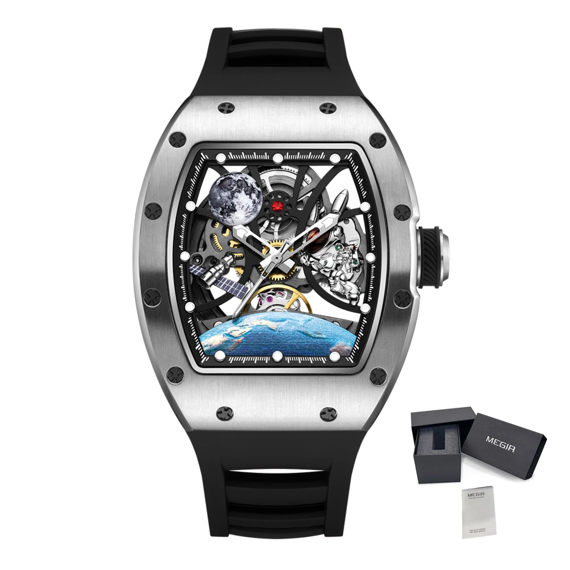 Megir 9190 Men’s Automatic Sport Watch – Premium Skeleton Design in Stainless Steel