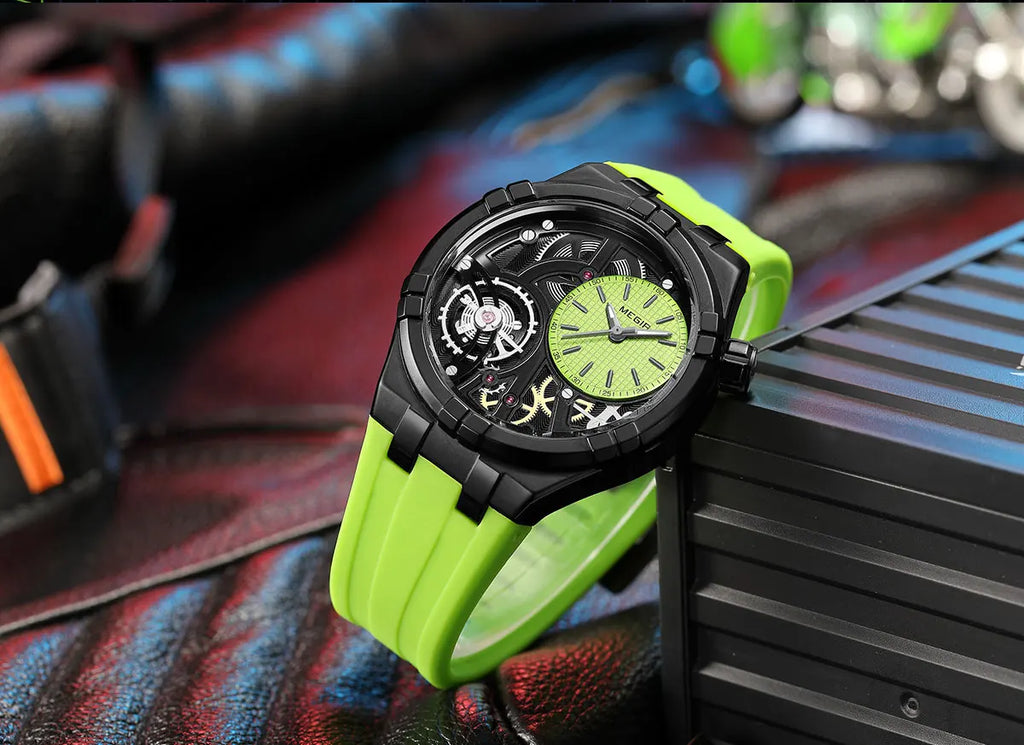 Herren-Sportuhr 4080 – Wasserdicht mit Leuchtanzeige und Silikonarmband 