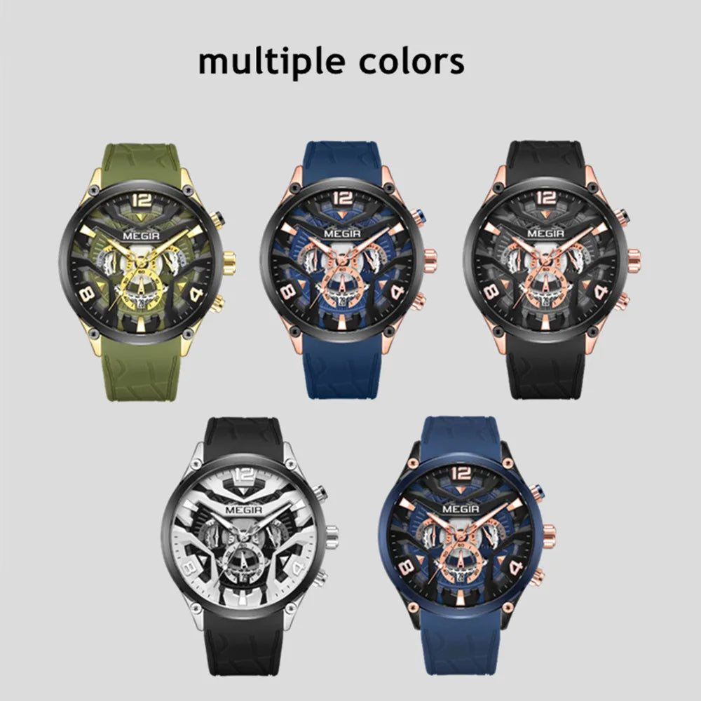 MEGIR – Men’s Military 2222 Quartz Watch with Chronograph and Silicone Strap