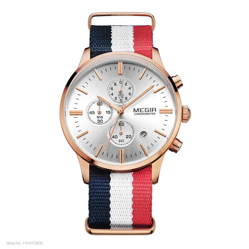 MEGIR Herren-Armbanduhr im Militär- und Freizeitstil mit Chronograph und Wasserdichtigkeit