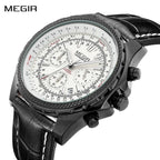 MEGIR 2067 Men’s Sport Quartz Watch with Chronograph and Leather Strap