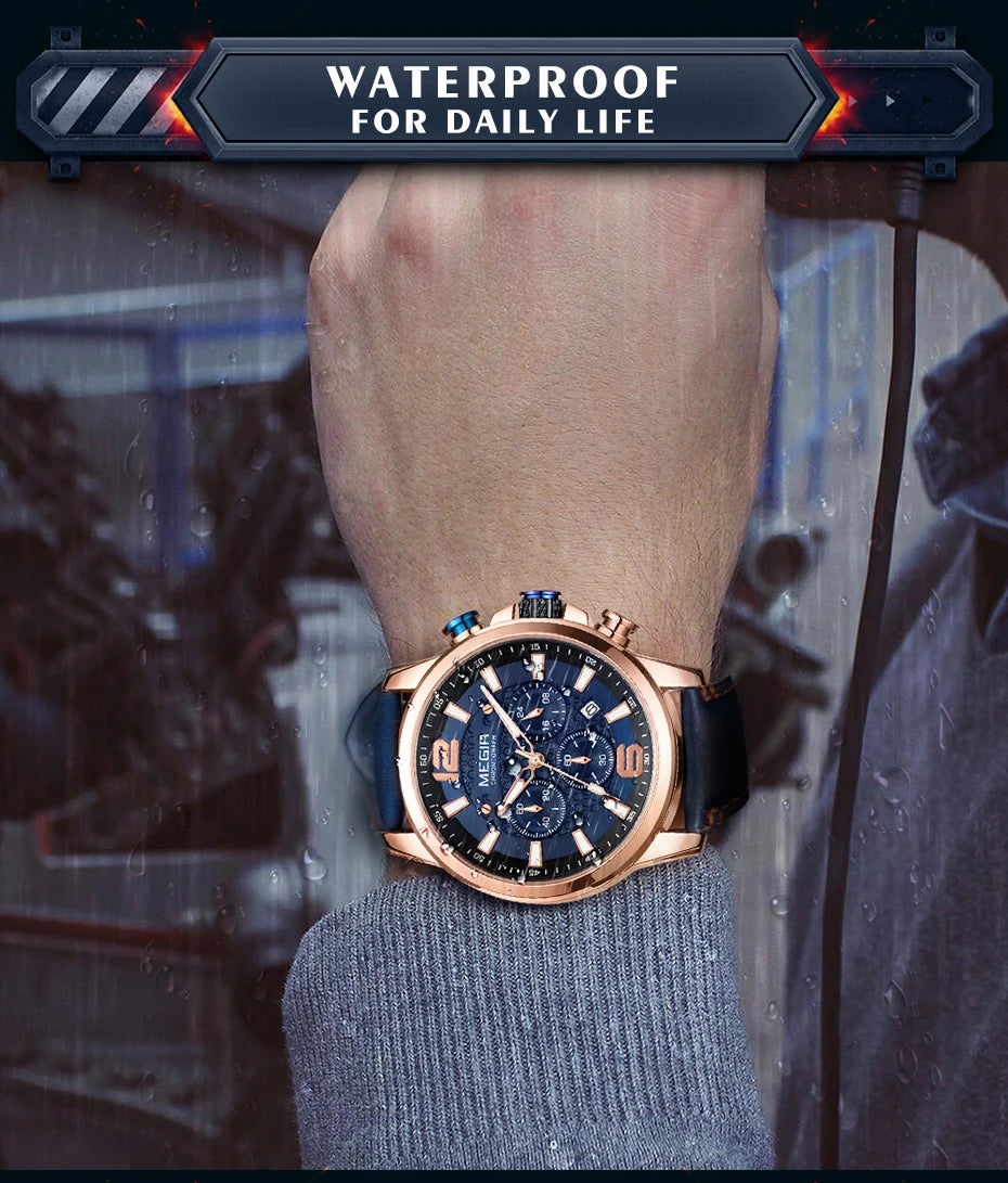 MEGIR – Men’s Luxury Casual Watch with Chronograph & Luminous Display