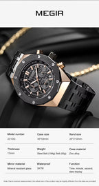 MEGIR SteelForce 44 Chronograph – Steel & Luminous Dial