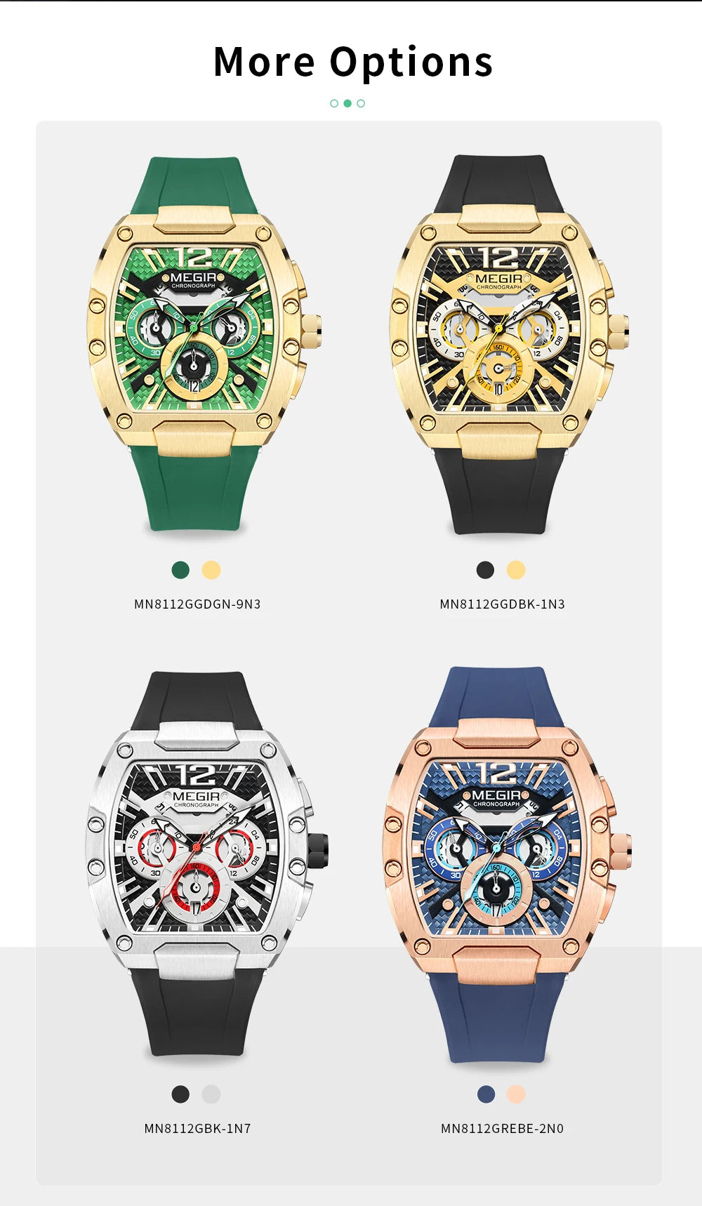 MEGIR Men’s Watch – Waterproof Sport Chronograph with Large Dial