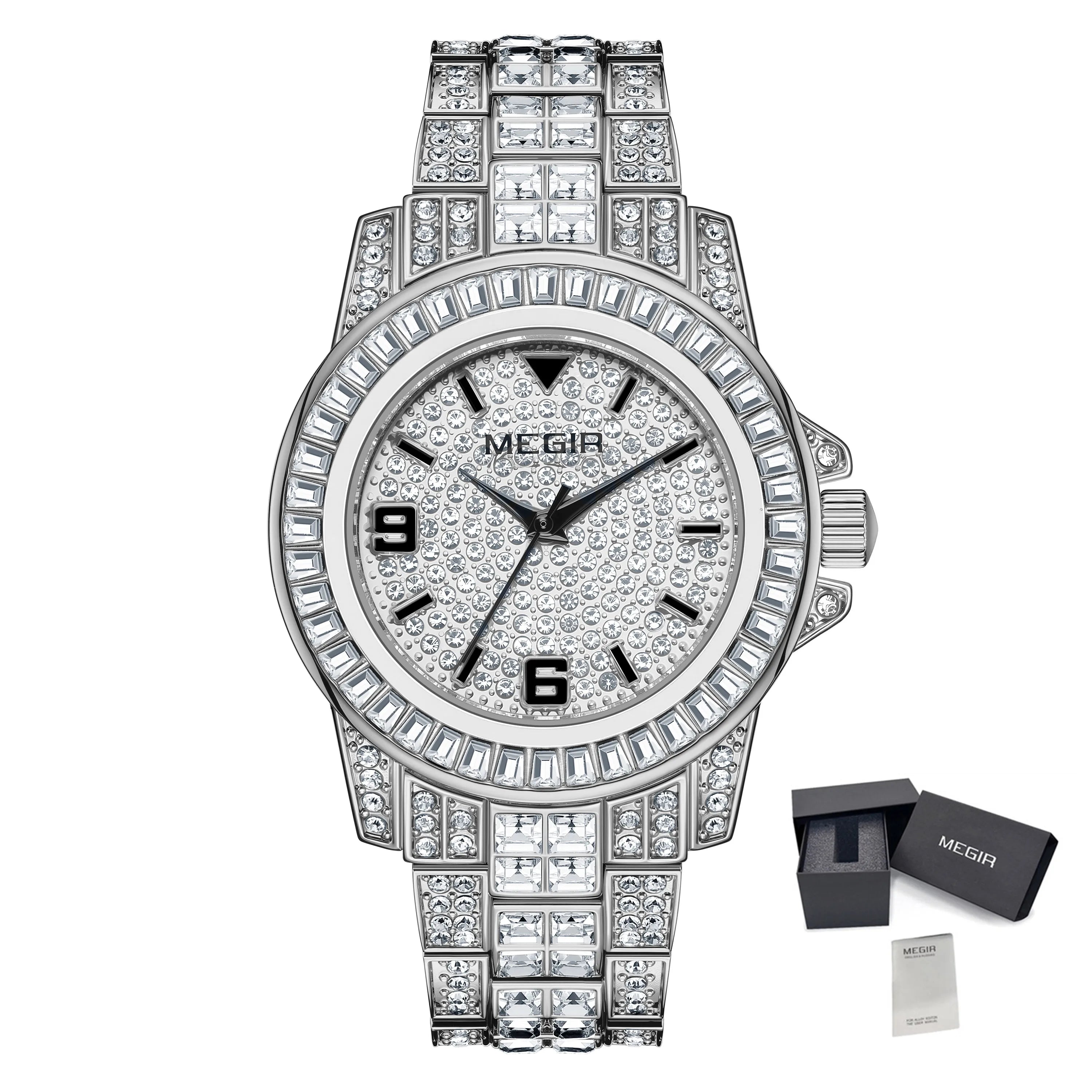 MEGIR Men’s Watch with Diamond Accents & Large Dial – Business Style Timepiece