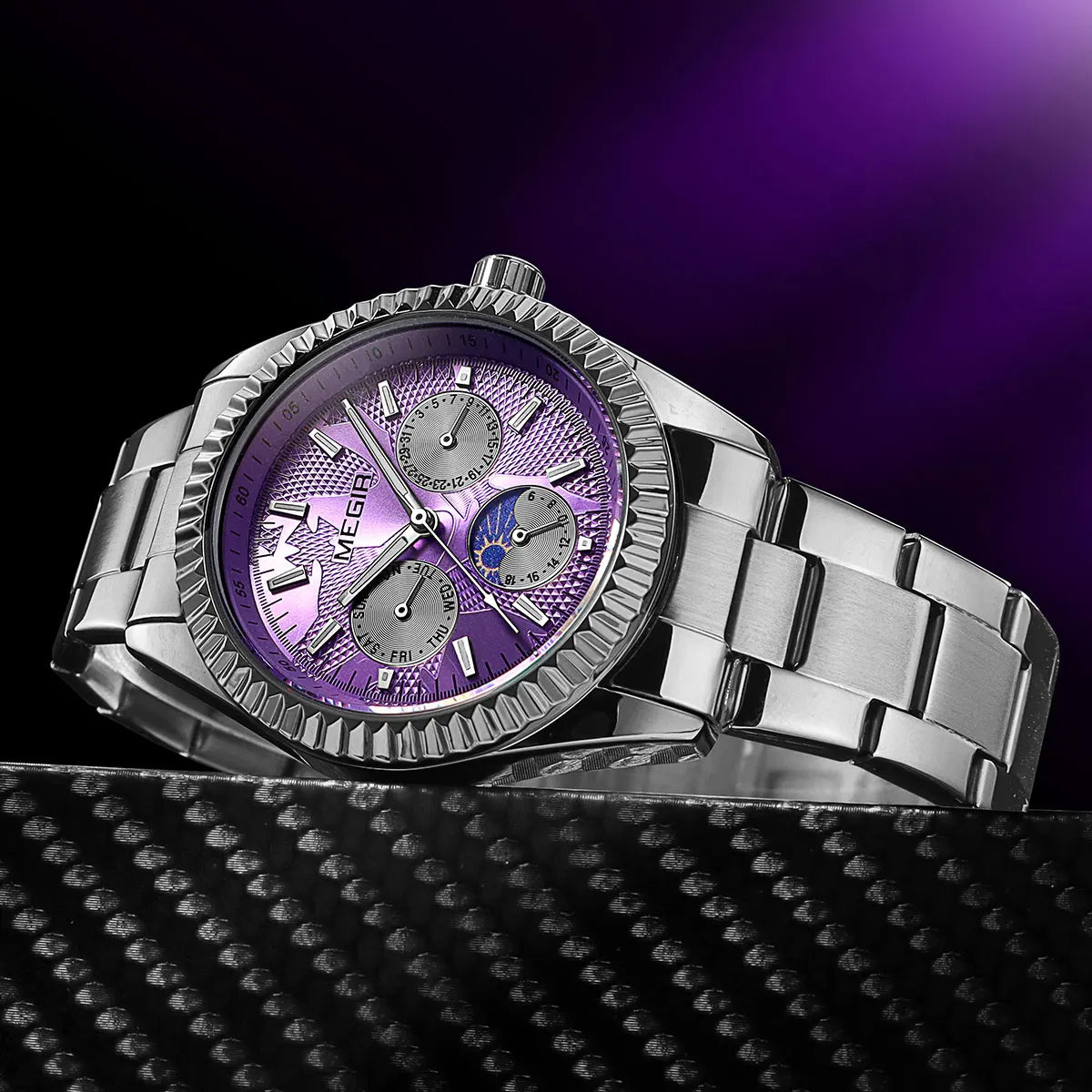 Megir MoonMaster – Men's Business Watch in Stainless Steel