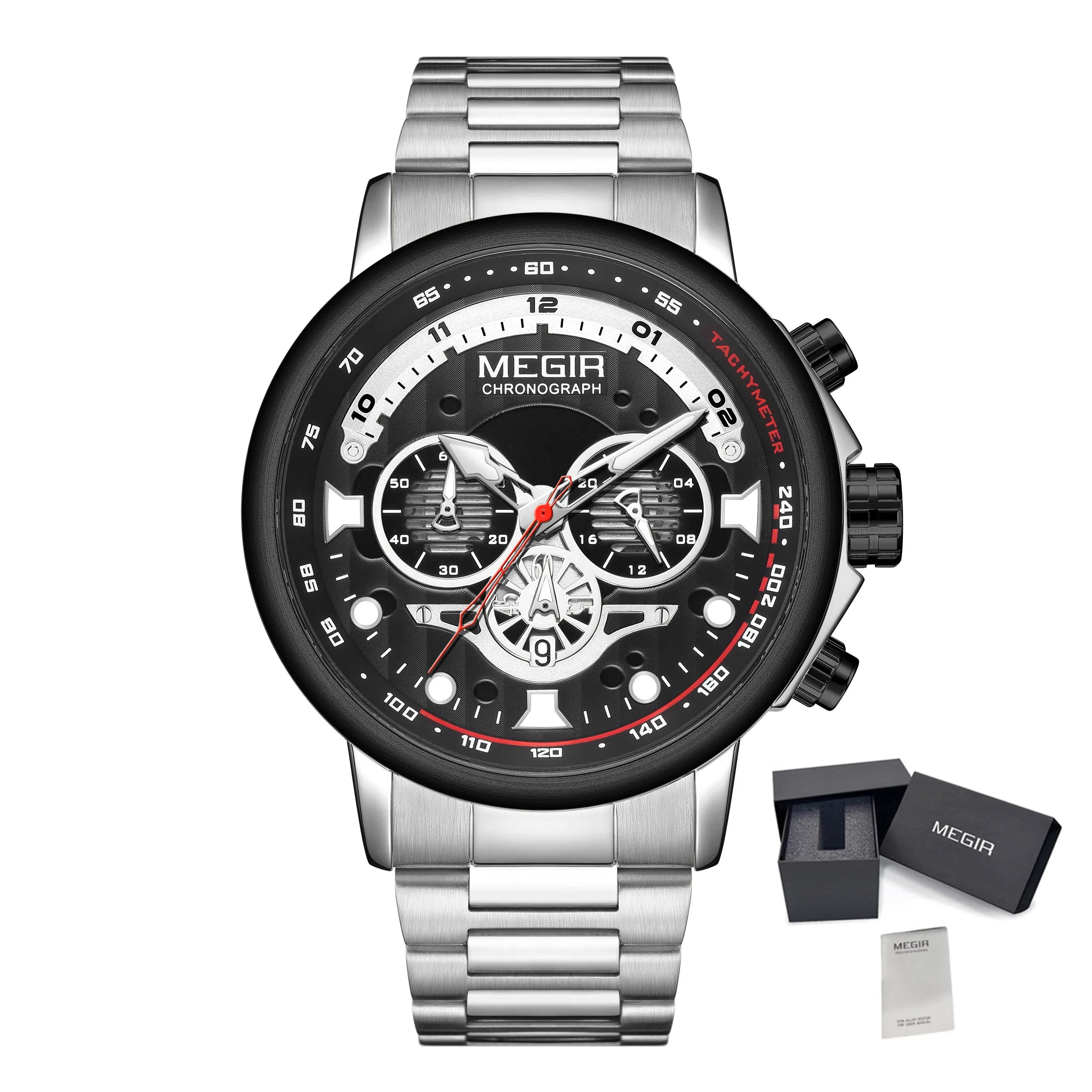 MEGIR Men’s Luxury 8890 Watch – Stainless Steel Chronograph & Water Resistant