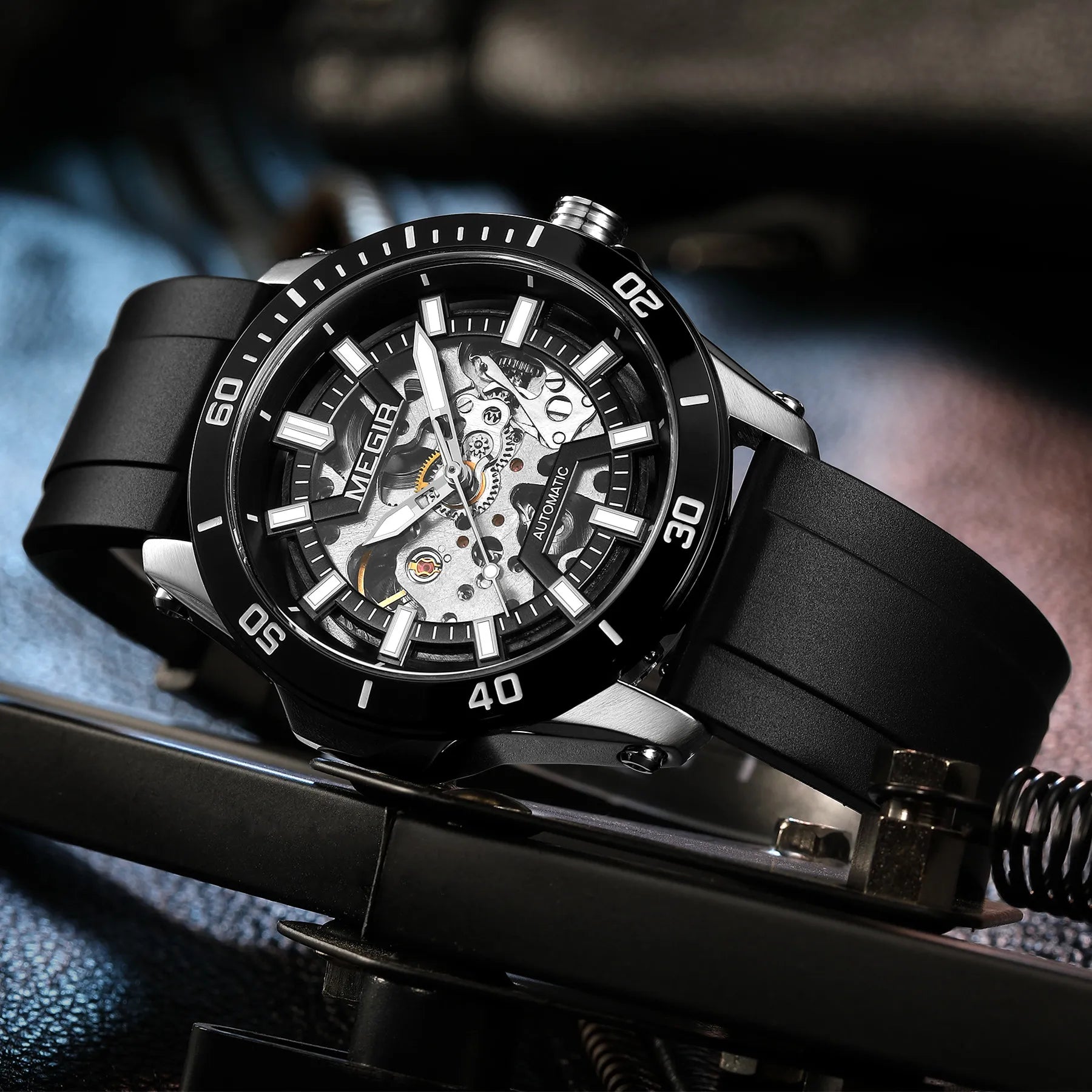 MEGIR 8605 Men’s Mechanical Watch with Stainless Steel Case and Sapphire Crystal