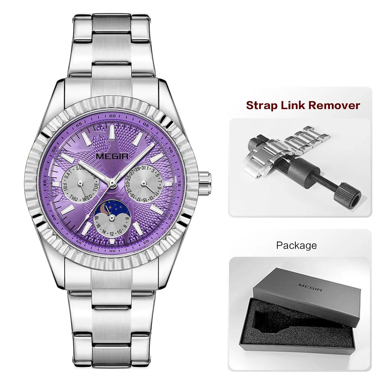 Megir MoonMaster – Men's Business Watch in Stainless Steel