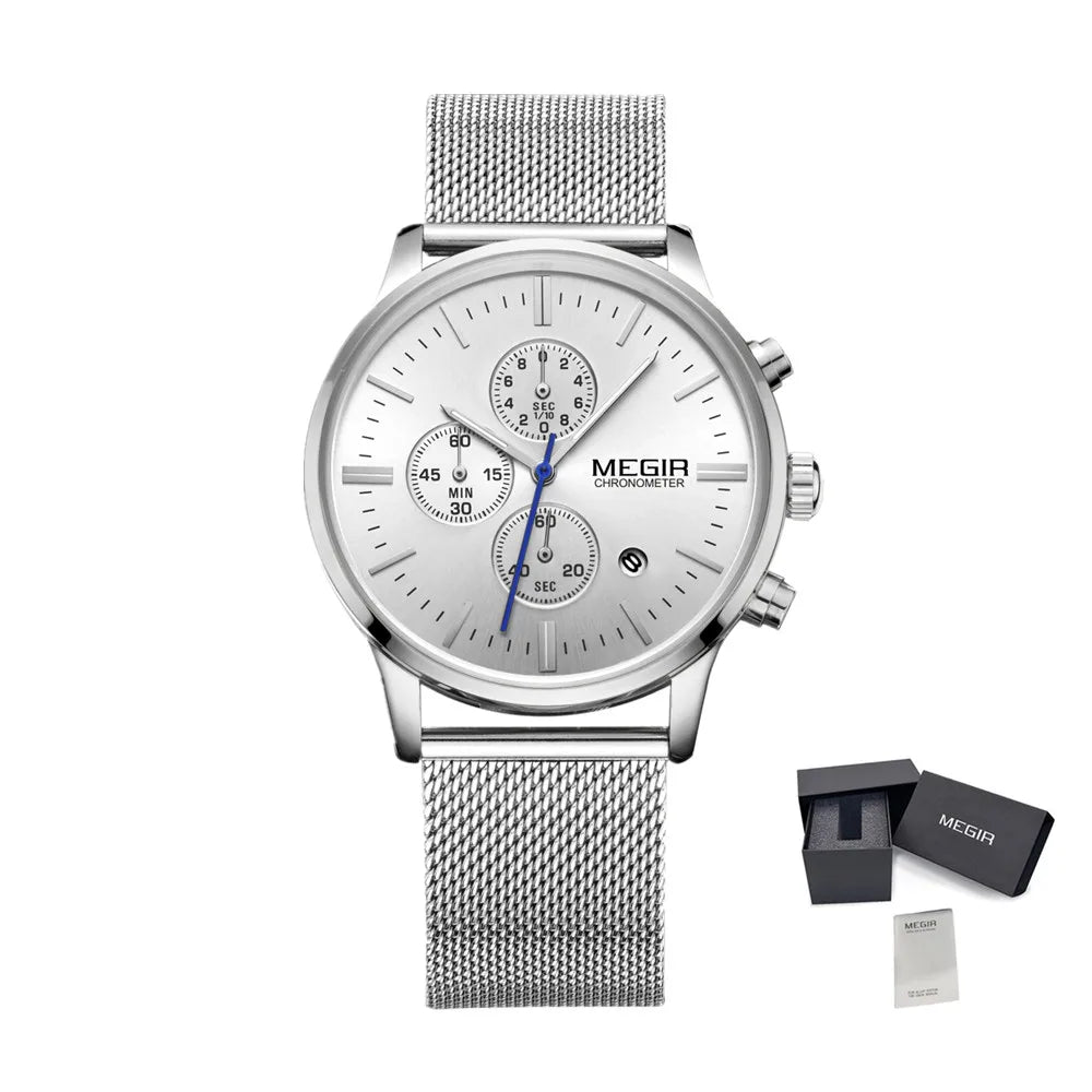 MEGIR Men’s Quartz Waterproof Watch with Chronograph and Night Light