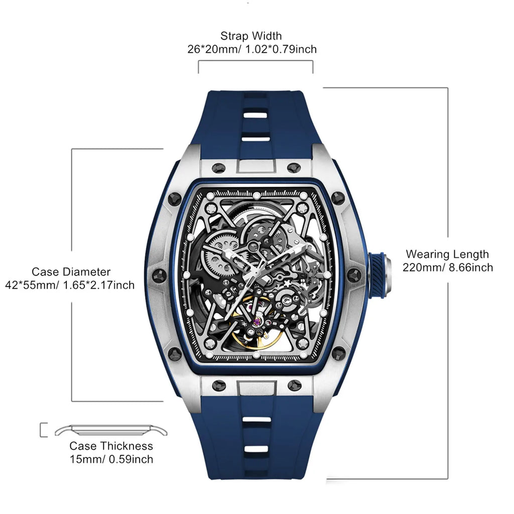 Men’s Automatic Sport Watch 9198-3 with Silicone Strap