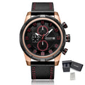 MEGIR Men’s Military Watch with Chronograph, Leather Strap, and Water Resistance