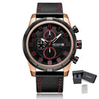 MEGIR Men’s Military Watch with Chronograph, Leather Strap, and Water Resistance