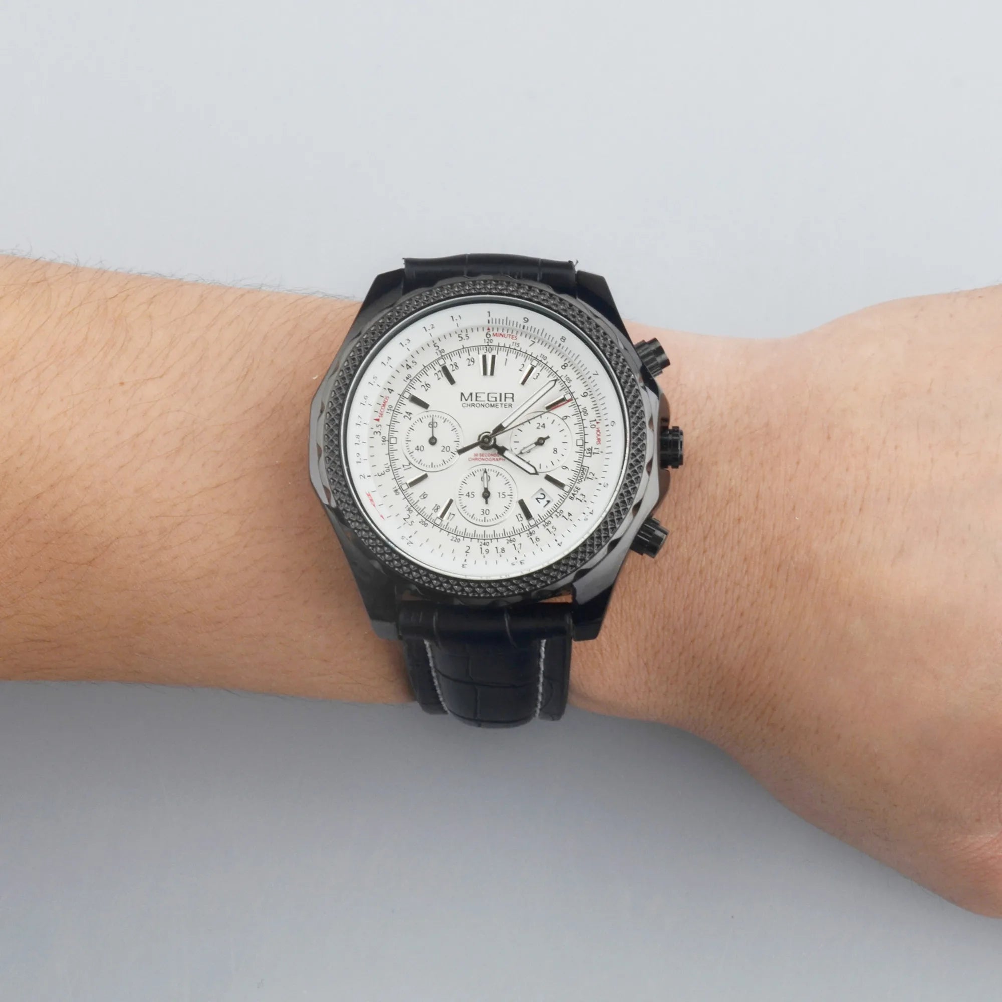 MEGIR 2067 Men’s Sport Quartz Watch with Chronograph and Leather Strap