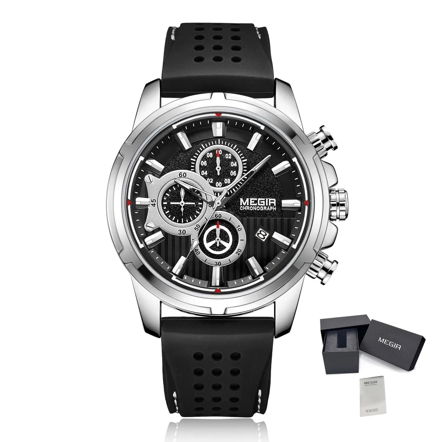 Men’s Quartz Chronograph 5090 Watch with Silicone Strap and Water Resistance