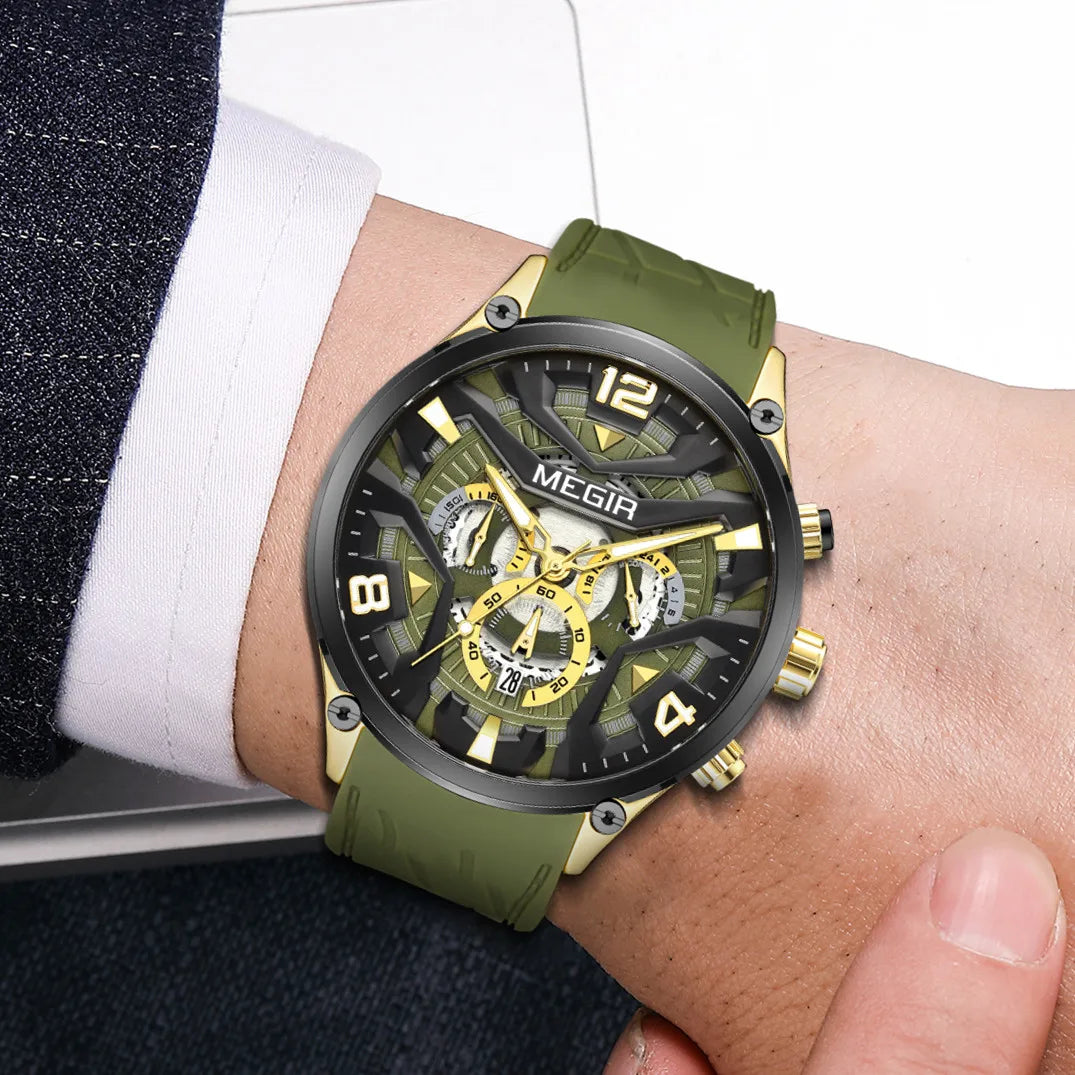 MEGIR – Men’s Military 2222 Quartz Watch with Chronograph and Silicone Strap