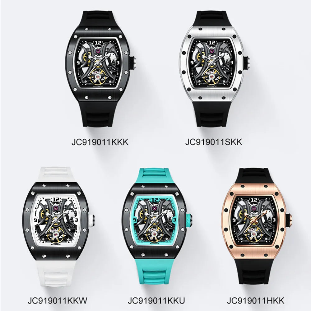 Automatic SteelSport Skeleton Watch – Men’s Mechanical with Silicone Strap