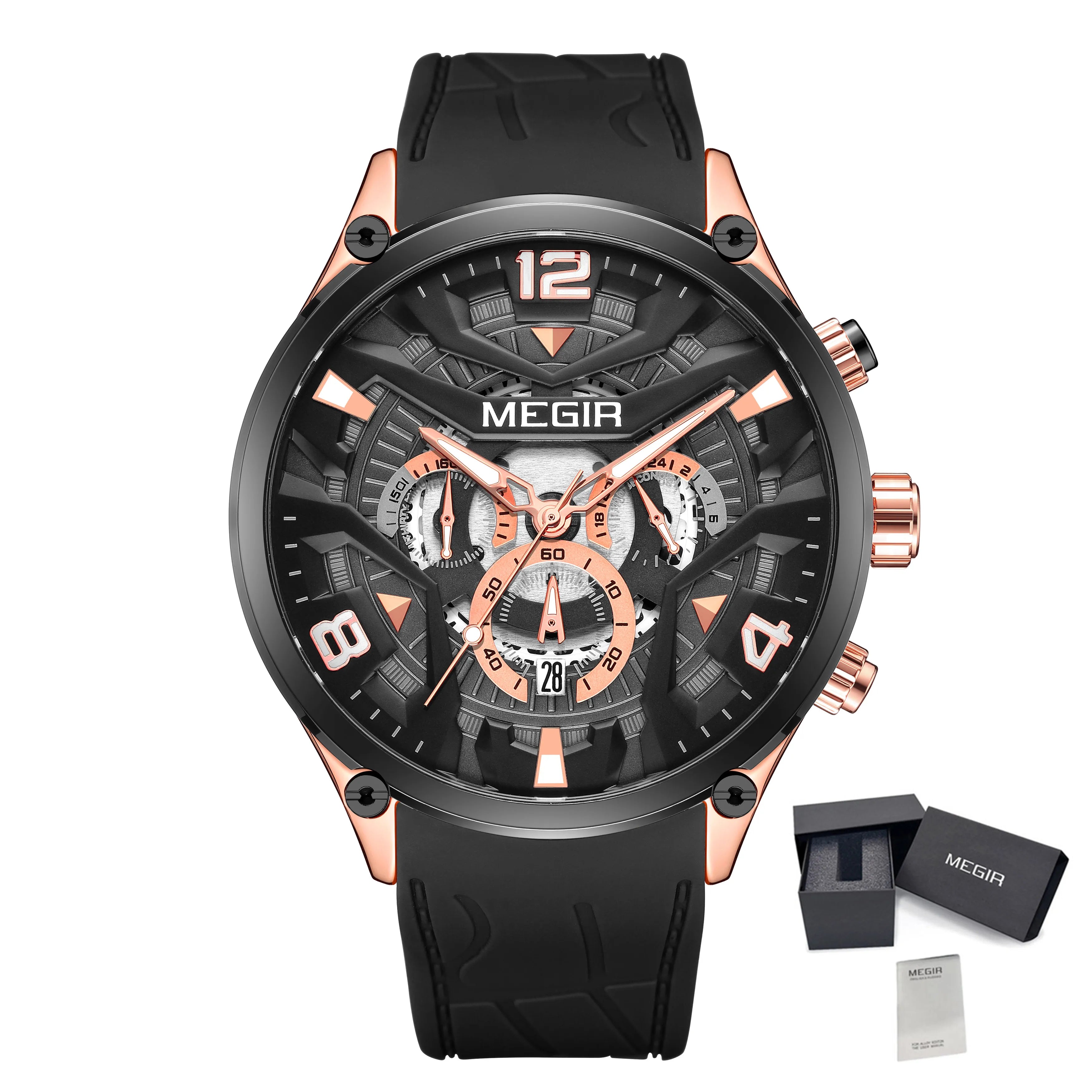 MEGIR – Men’s Military 2222 Quartz Watch with Chronograph and Silicone Strap
