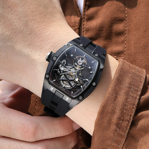 MEGIR 2242 Men’s Automatic Watch with Skeleton Design and Silicone Strap